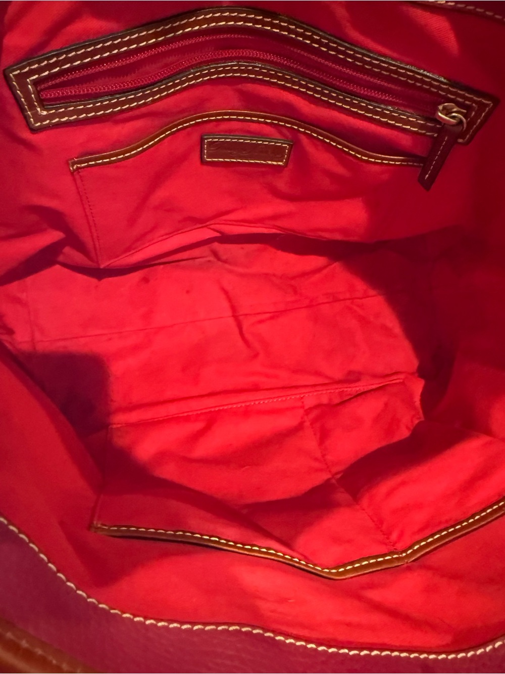 Dooney & Bourke Large Pebble Grain Tote Fuchsia Pink Brown Leather Shoulder Bag - Picture 4 of 10